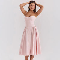 Elodie Corset Midi Dress — Pink