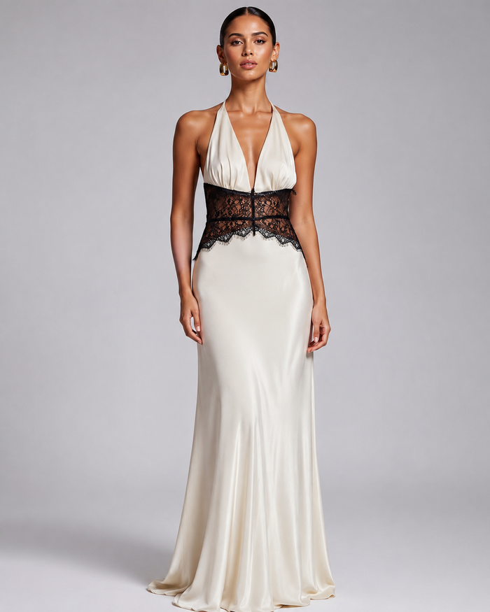 Jessamine Lace Halter-Neck Maxi Dress - product image 1