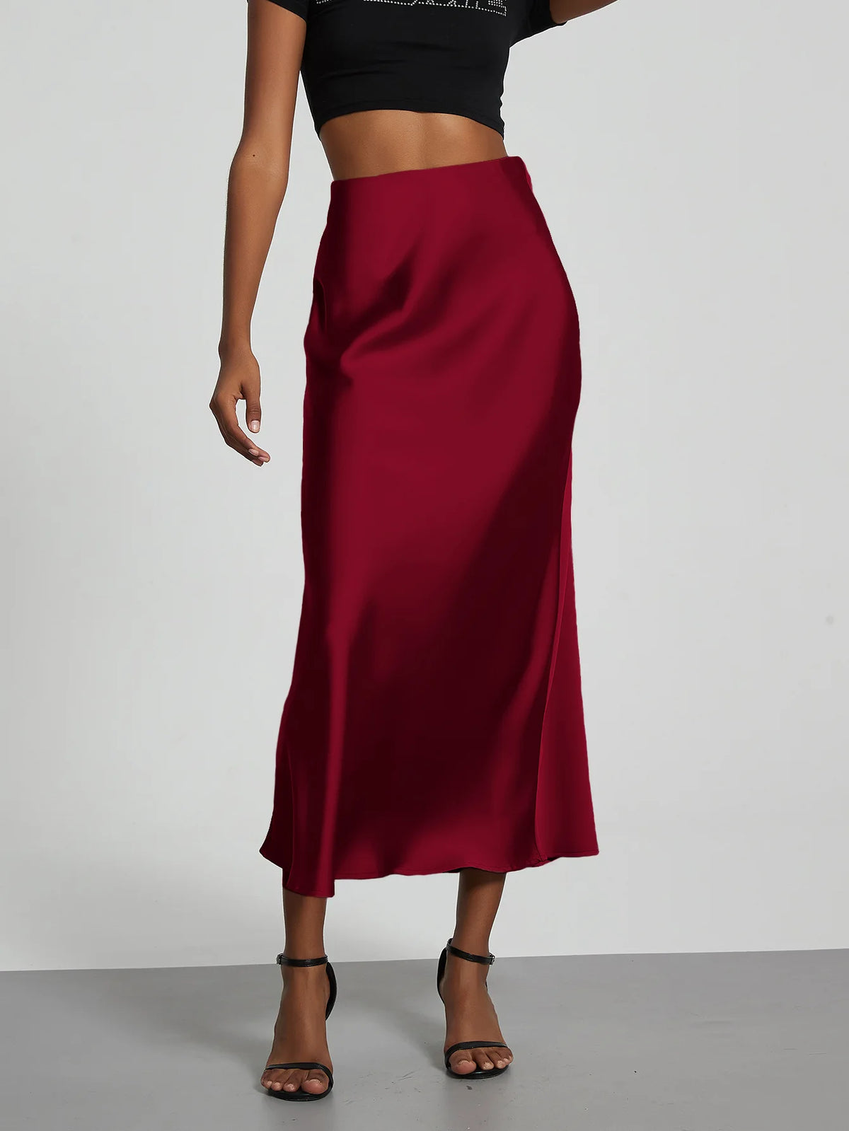 Valentina Satin-Look High-Waist Midi Skirt for Women - product image 5