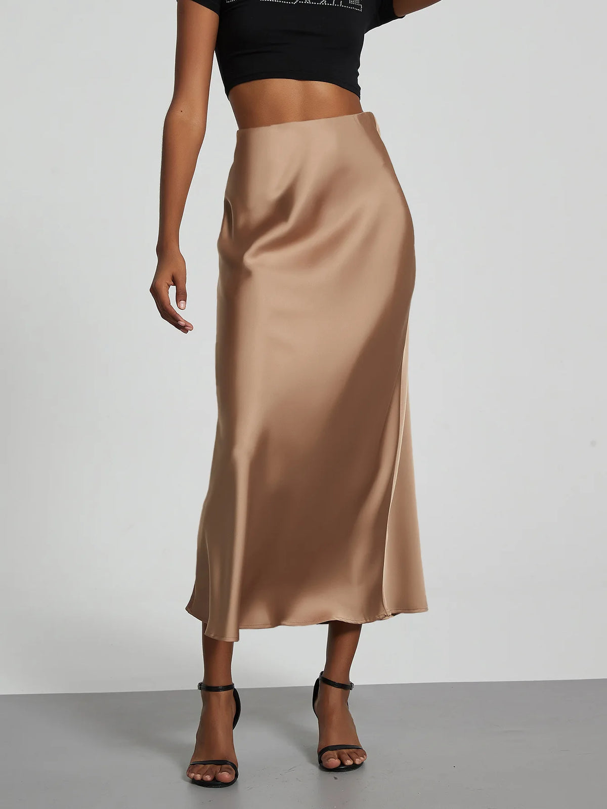 Valentina Satin-Look High-Waist Midi Skirt for Women - product image 9