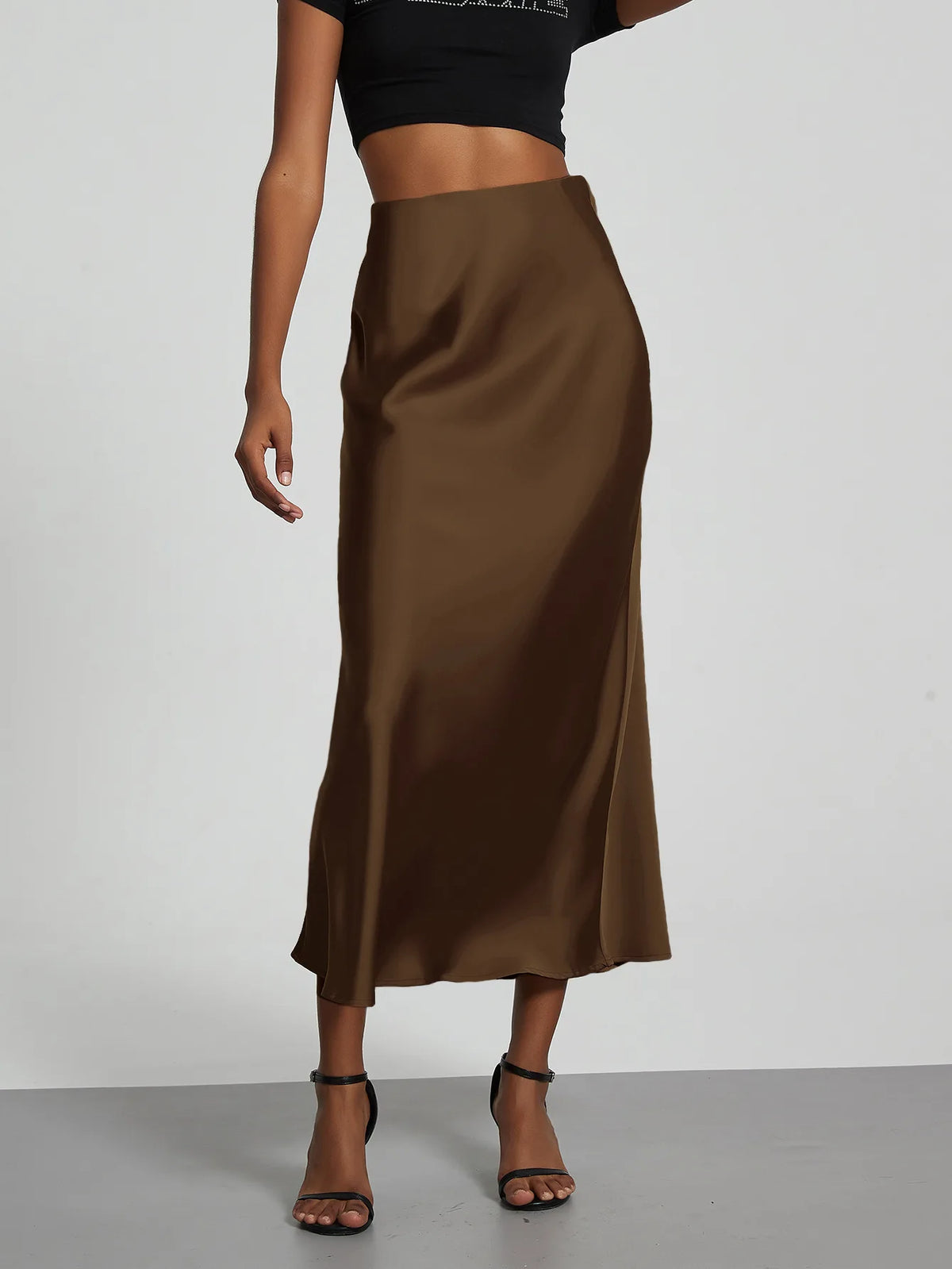 Valentina Satin-Look High-Waist Midi Skirt for Women - product image 10