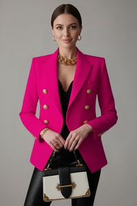 Aurelie Double-Breasted Tailored Blazer in Pink – product image 5