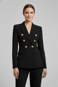 Aurelie Double-Breasted Tailored Blazer in Black – product image 8