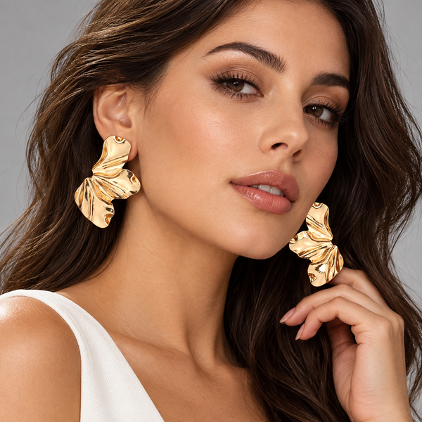 Zella Half-Flower Petal Stud Earrings