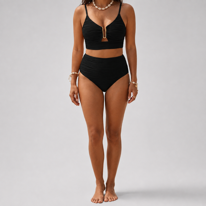 Solaia Textured High-Waist Bikini Set - product image 1