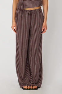 Lucienne Brown Striped Linen-Blend Wide-Leg Trousers - product image 2