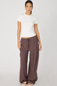 Lucienne Brown Striped Linen-Blend Wide-Leg Trousers - product image 3