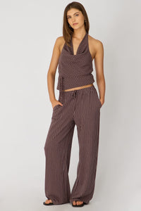 Lucienne Brown Striped Linen-Blend Wide-Leg Trousers - product image 4