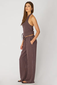Lucienne Brown Striped Linen-Blend Wide-Leg Trousers - product image 5