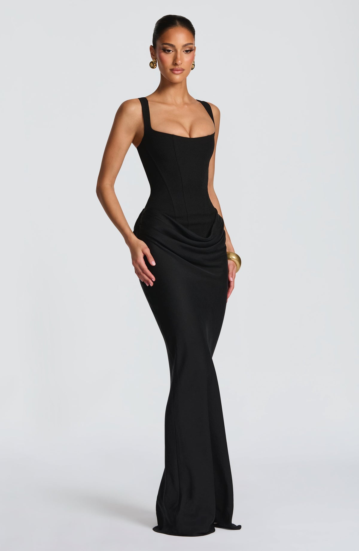 Cornelia Square-Neck Corset Maxi Dress - Black - product image 3