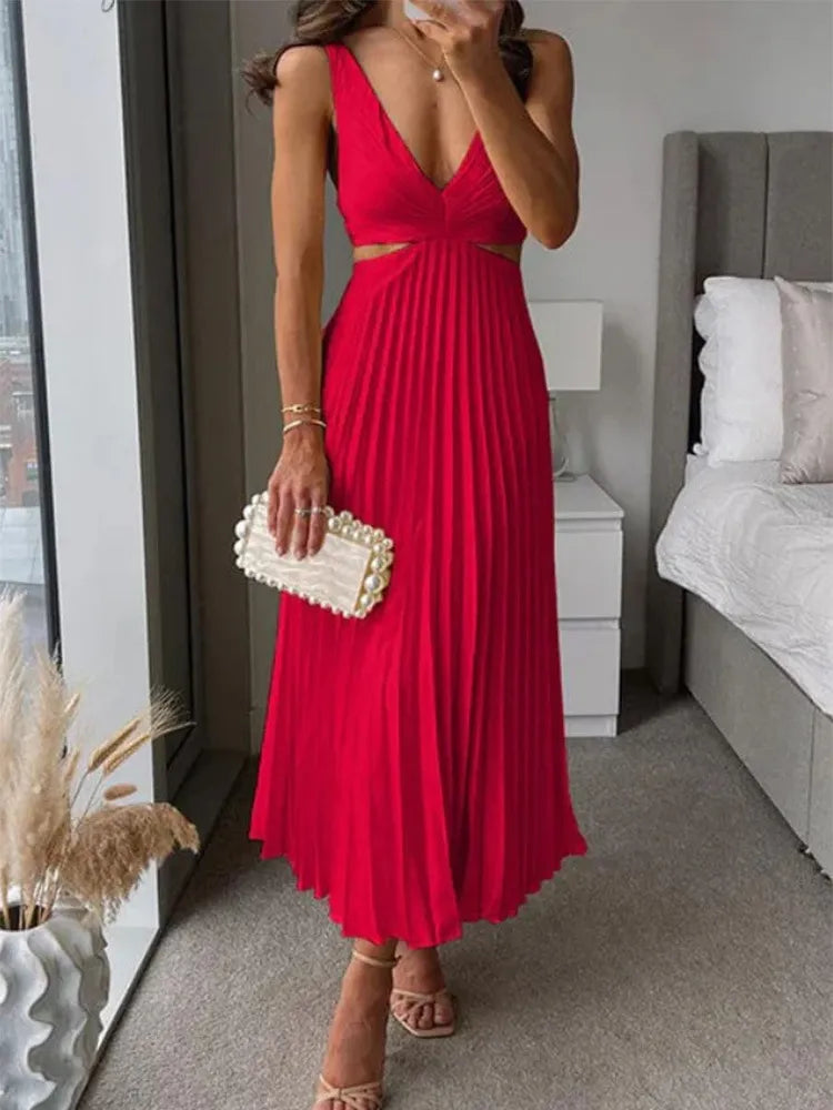 Aurelie V-Neck Pleated Maxi Dress - product image 8