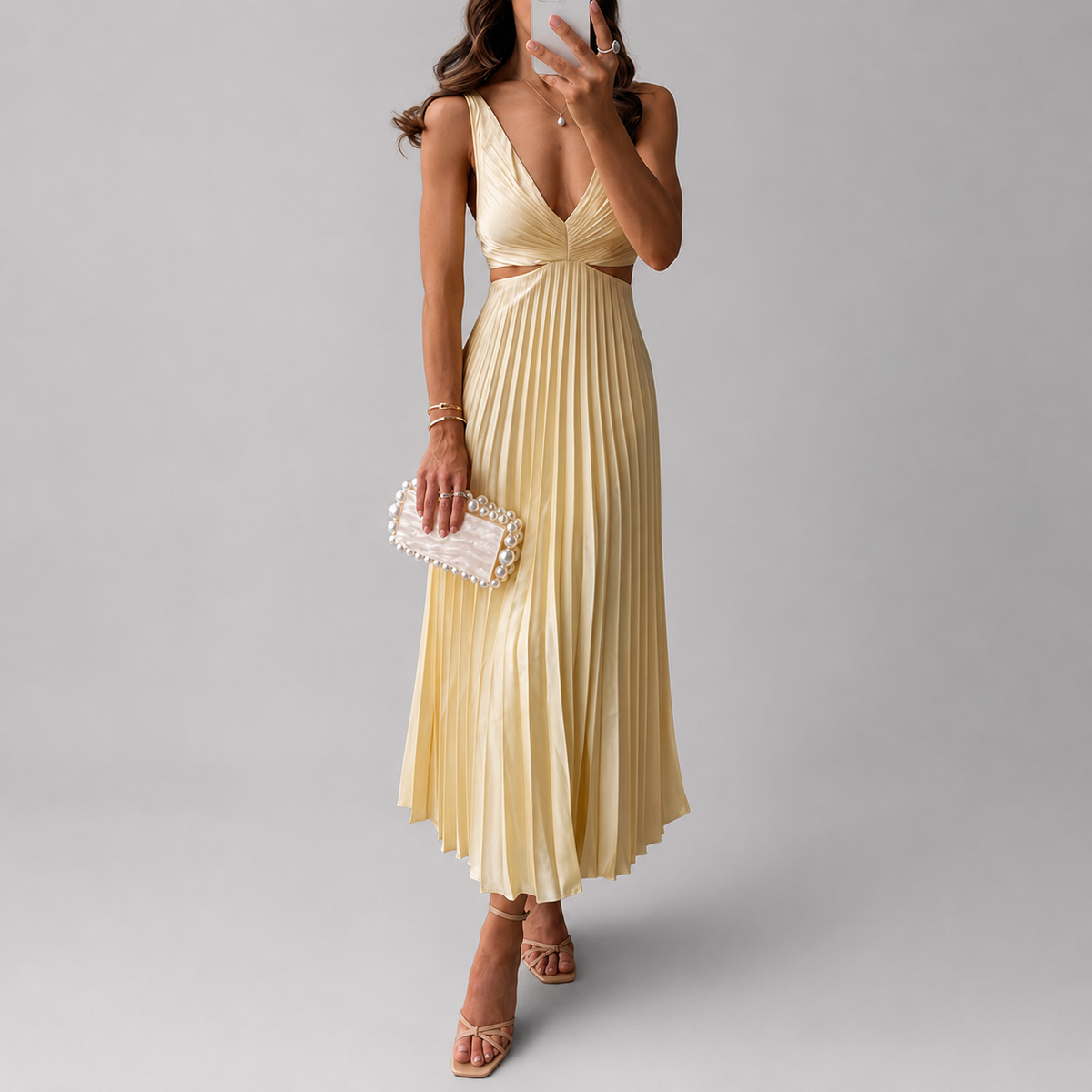 Aurelie V-Neck Pleated Maxi Dress - product image 1