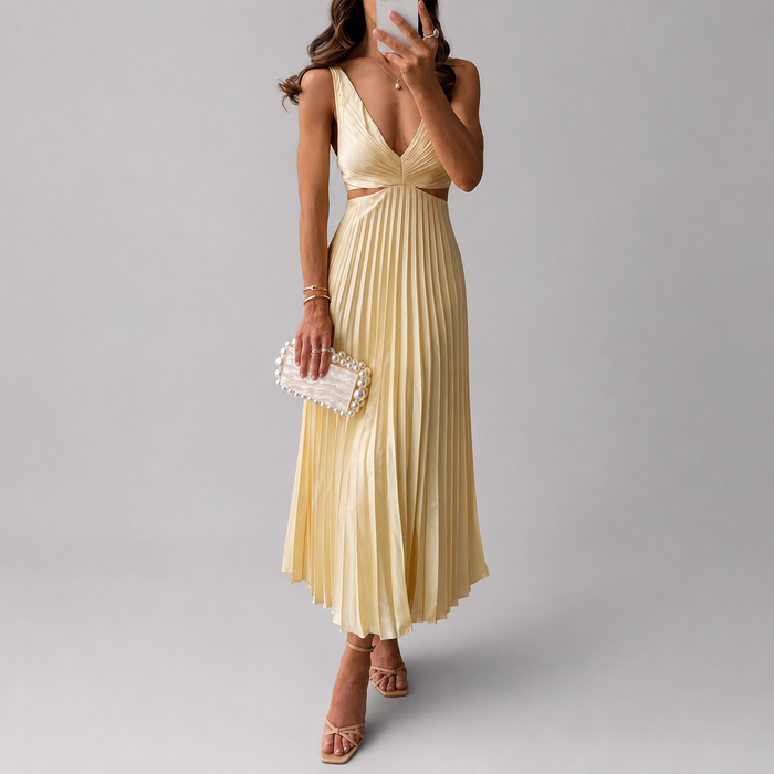 Aurelie V-Neck Pleated Maxi Dress - product image 1