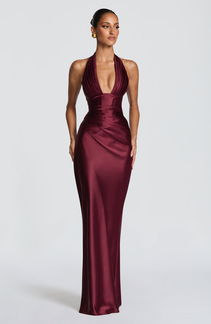Elowen Halter Satin Maxi Dress - Cherry Red - product image 1