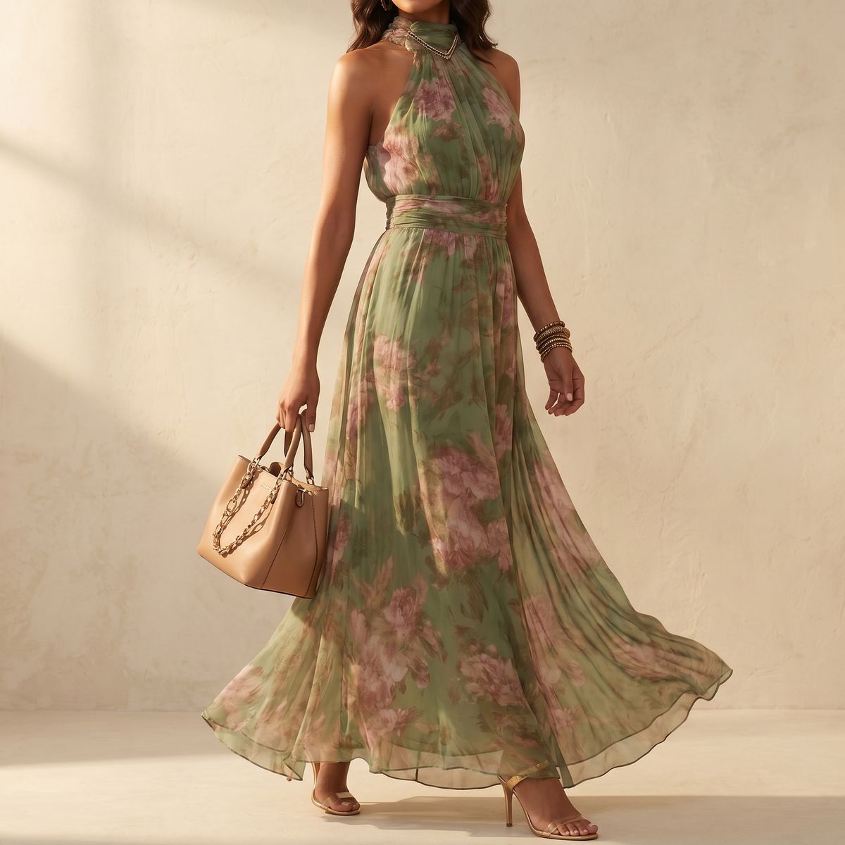Rosalie Floral Halter Summer Maxi Dress - product image 6