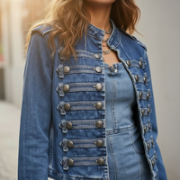 Demelza Decorative-Button Denim Jacket