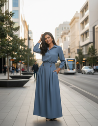 Elara Collared Shirt & Maxi Skirt Set