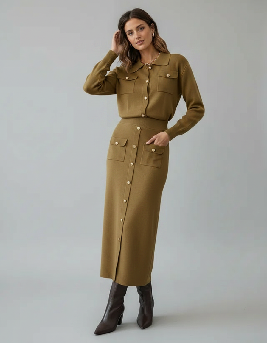 Noelle Knitted Blazer & Skirt Set