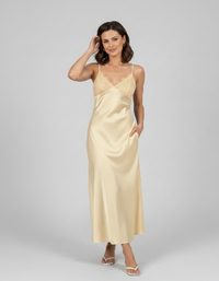 Lara Satin-Look Lace-Trim Midi Dress