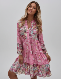 Celine Floral V-Neck A-Line Midi Dress