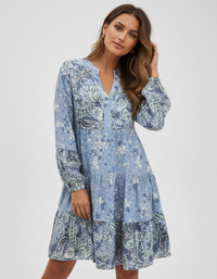 Celine Floral V-Neck A-Line Midi Dress