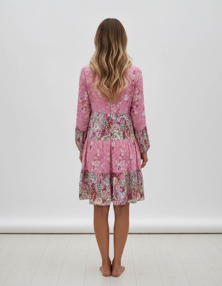 Celine Floral V-Neck A-Line Midi Dress