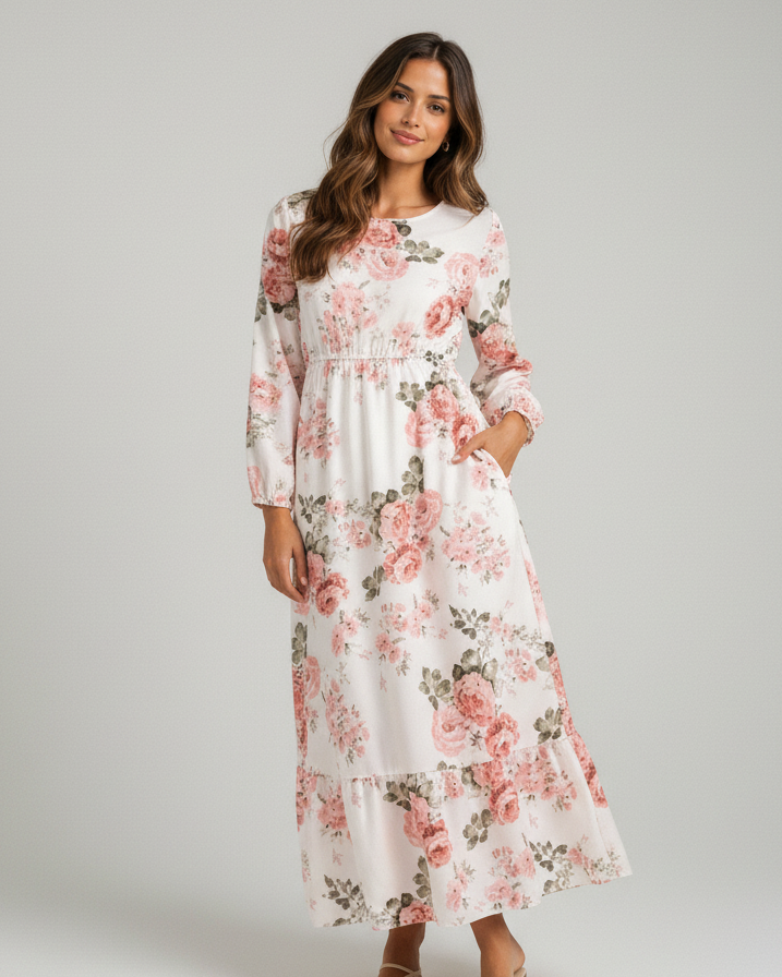 Ilona Floral Long-Sleeve Maxi Dress