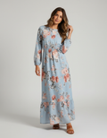 Sky Blue Peach Floral