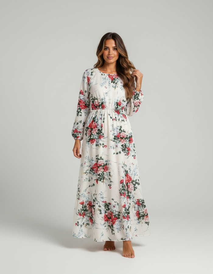 Ilona Floral Long-Sleeve Maxi Dress