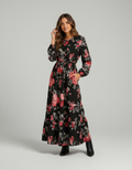 Black Red Floral