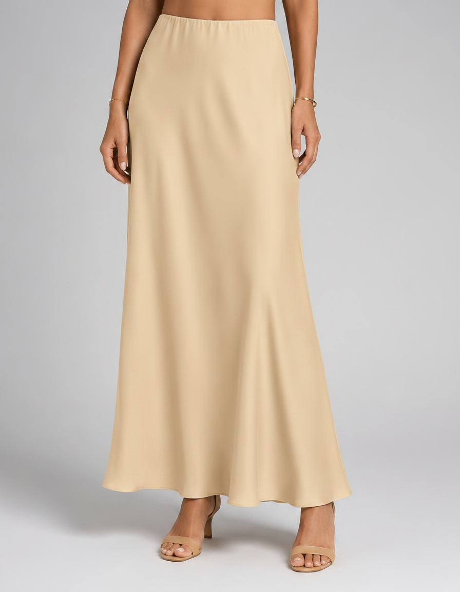 Marina Satin-Look High-Waist Midi Skirt