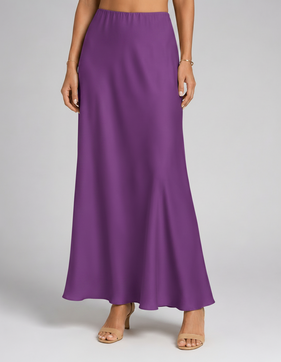 Marina Satin-Look High-Waist Midi Skirt