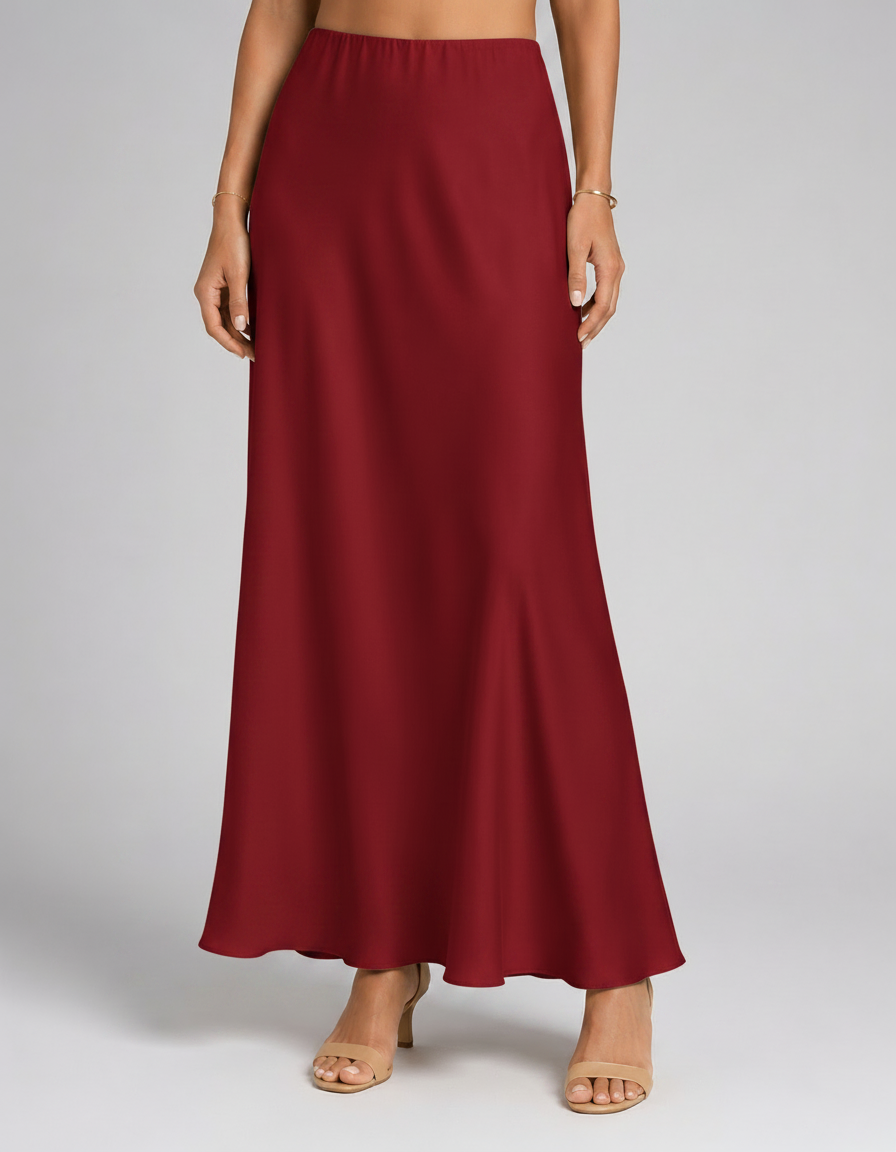 Marina Satin-Look High-Waist Midi Skirt