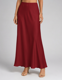 Marina Satin-Look High-Waist Midi Skirt