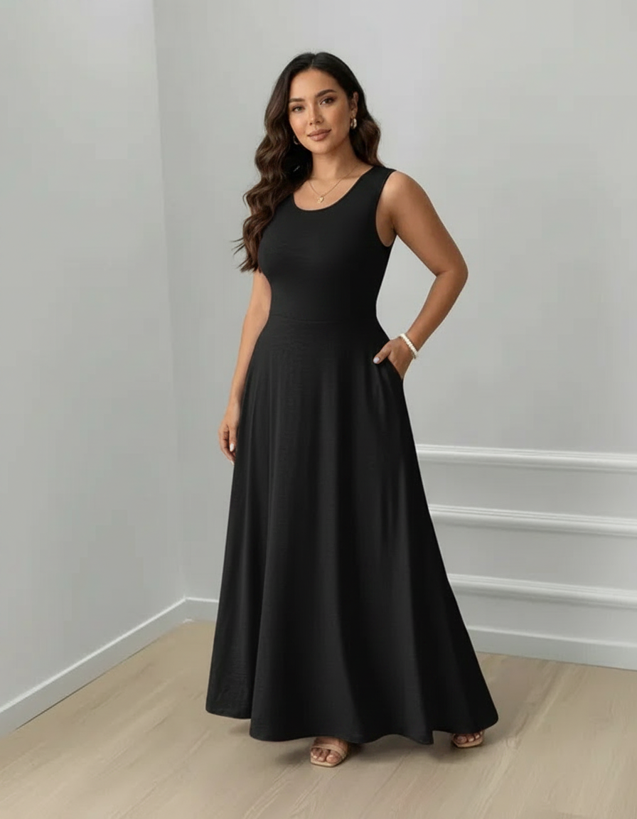 Nerissa Tie-Back V-Neck Maxi Dress