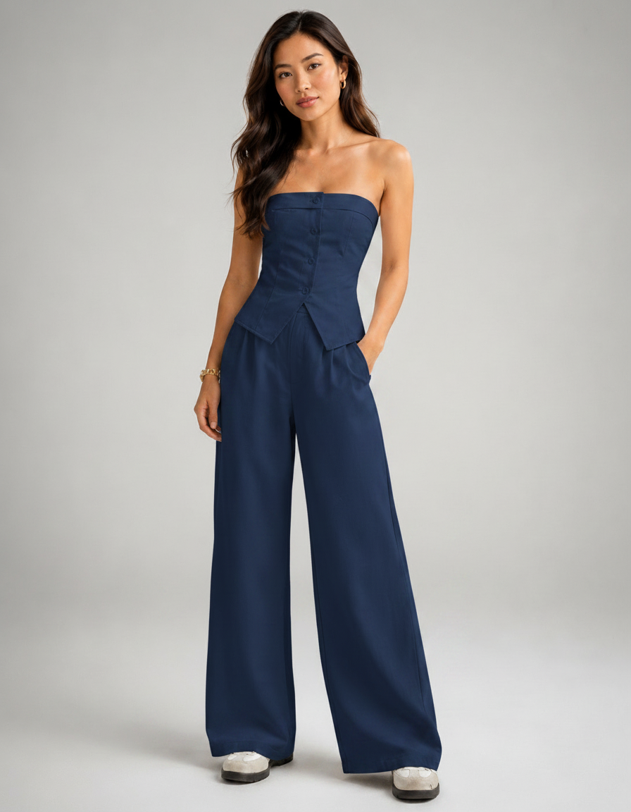 Katia Bandeau Top & Wide-Leg Trouser Set