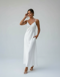 Stella Lace-Trim Satin-Look Maxi Slip Dress