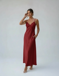 Stella Lace-Trim Satin-Look Maxi Slip Dress