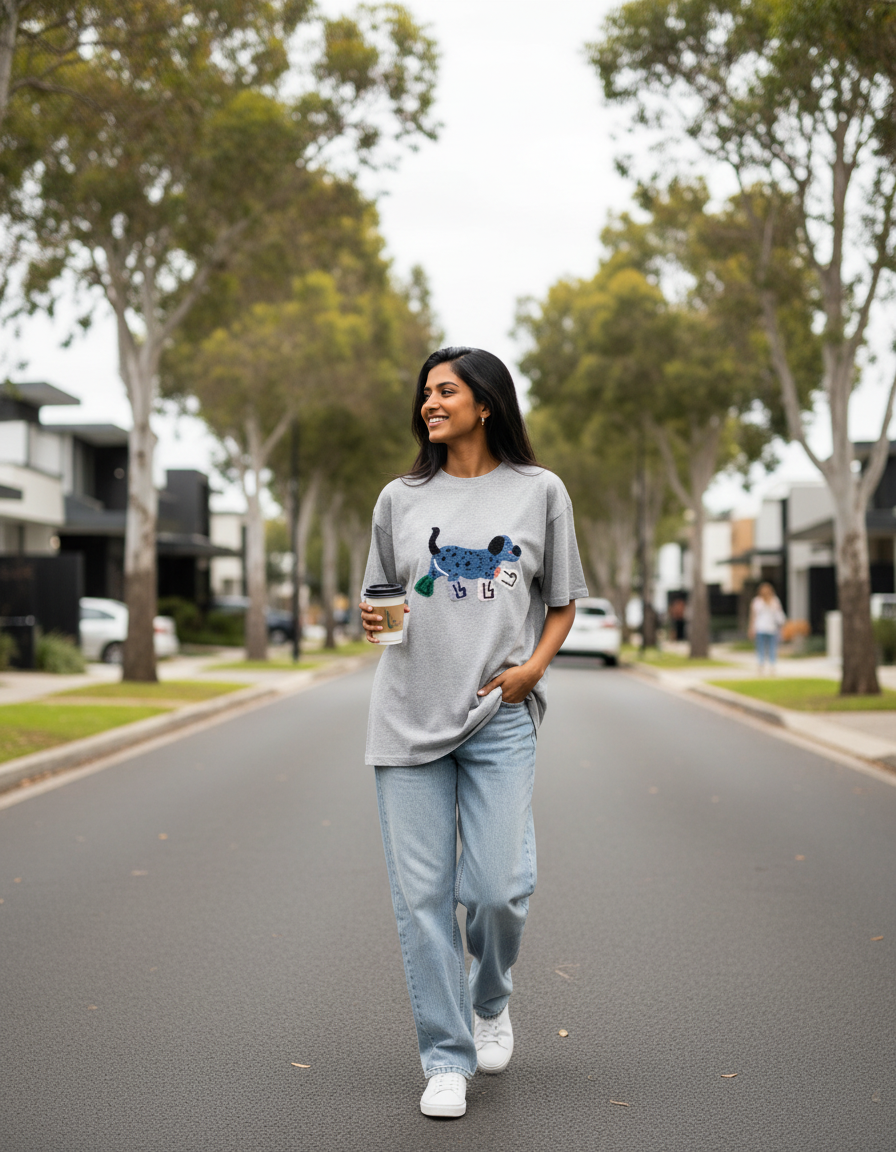 Nadine Embroidered Dog Short-Sleeve T-Shirt