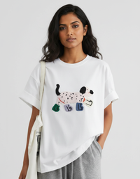 Nadine Embroidered Dog Short-Sleeve T-Shirt