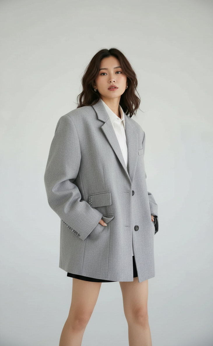 Soraya Embroidered-Cuff Tailored Blazer