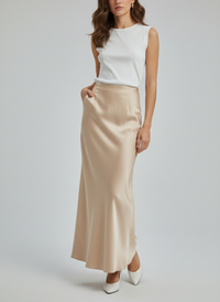 Naia Satin-Look Fishtail Maxi Skirt