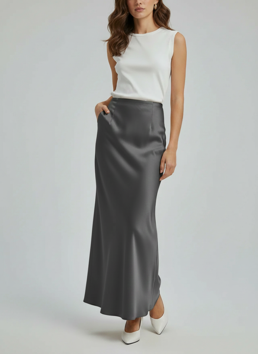 Naia Satin-Look Fishtail Maxi Skirt