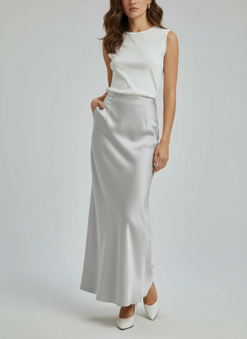 Naia Satin-Look Fishtail Maxi Skirt