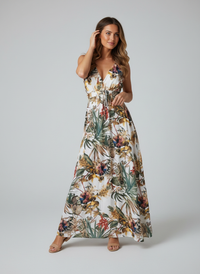 Liora Printed Backless Boho Maxi Dress