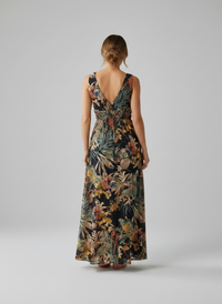 Liora Printed Backless Boho Maxi Dress