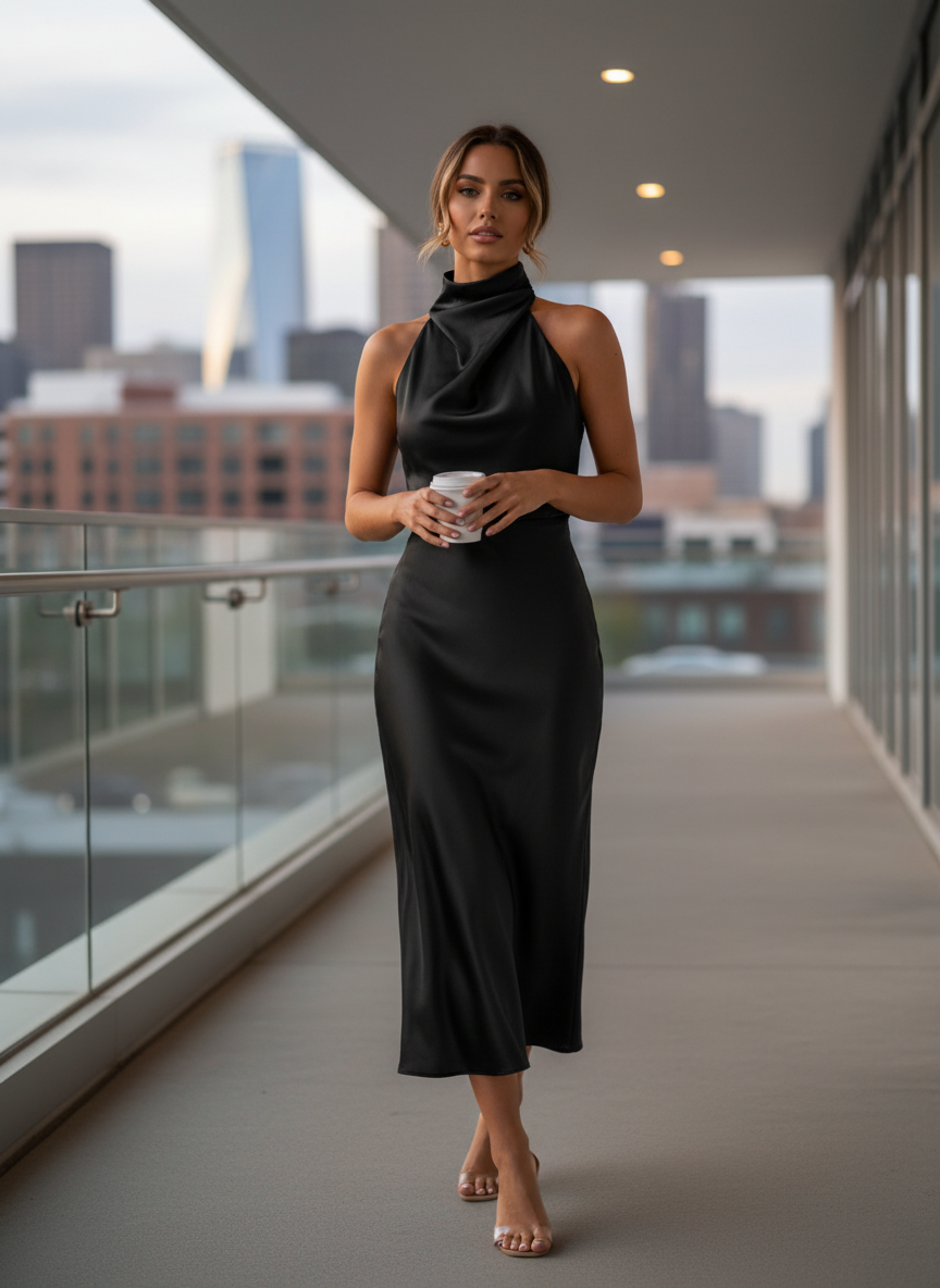 Kiana Satin-Look Sleeveless Evening Maxi Dress