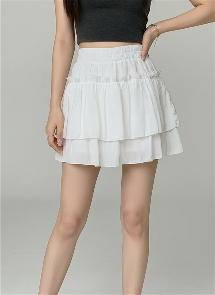 Kalina Chiffon Ruffle Mini Skirt