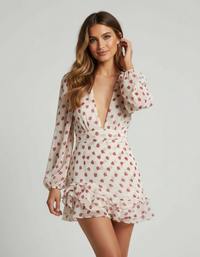 Cyra Printed V-Neck Mini Dress & Waistband Options