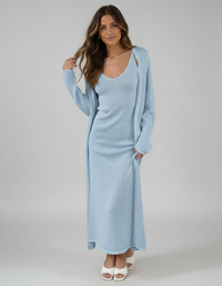 Cecily Cardigan, Vest & Dress Three-Piece Knit Set